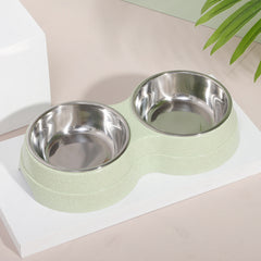 Wheat Straw Pet Double Bowl