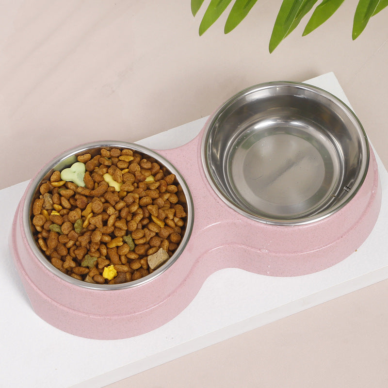 Wheat Straw Pet Double Bowl