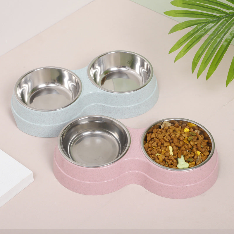 Wheat Straw Pet Double Bowl